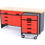 szafka warsztatowa z wysuwanym wózkiem czerwona