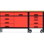 szafka warsztatowa z wysuwanym wózkiem czerwona