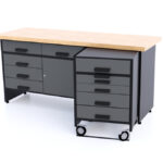 szafka warsztatowa z wysuwanym wózkiem szara