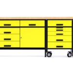 szafka warsztatowa z wysuwanym wózkiem żółta